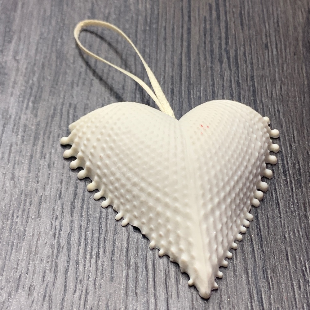 Small Vintage Shell Ornament, satin ribbon, boho natural decor holiday